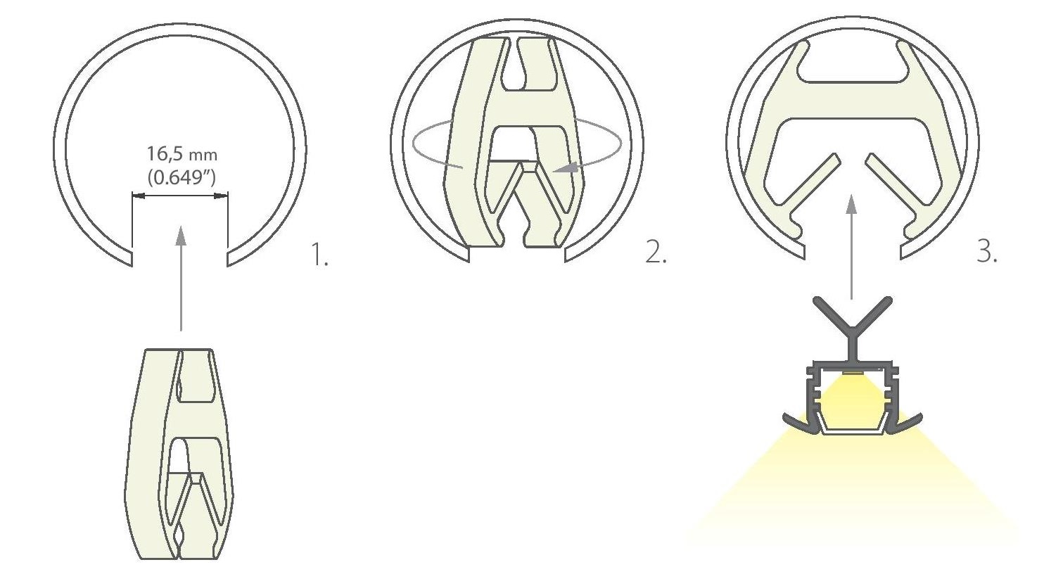 Держатель для встраиваемого в перила профиля