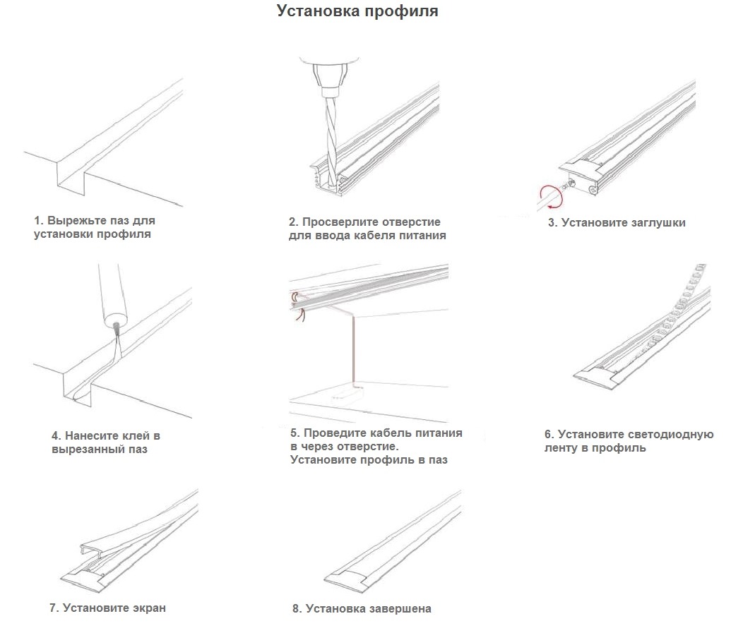 Установка встраиваемого профиля